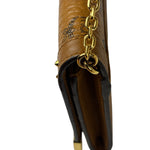 MCM Brown Leather Monogram Studded Long Wallet On Chain