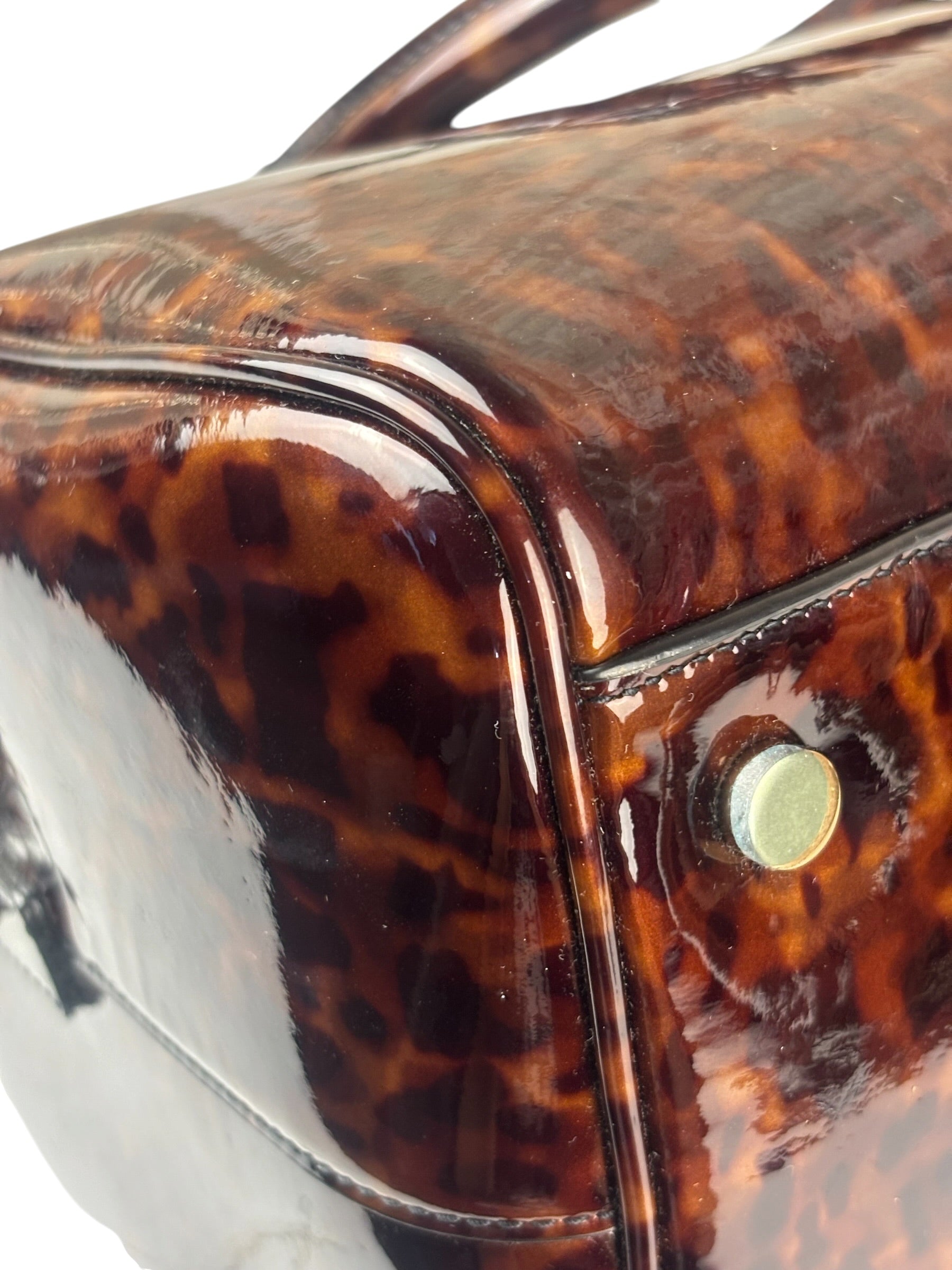 YSL Patent Leather Tortoise Shell Duffle