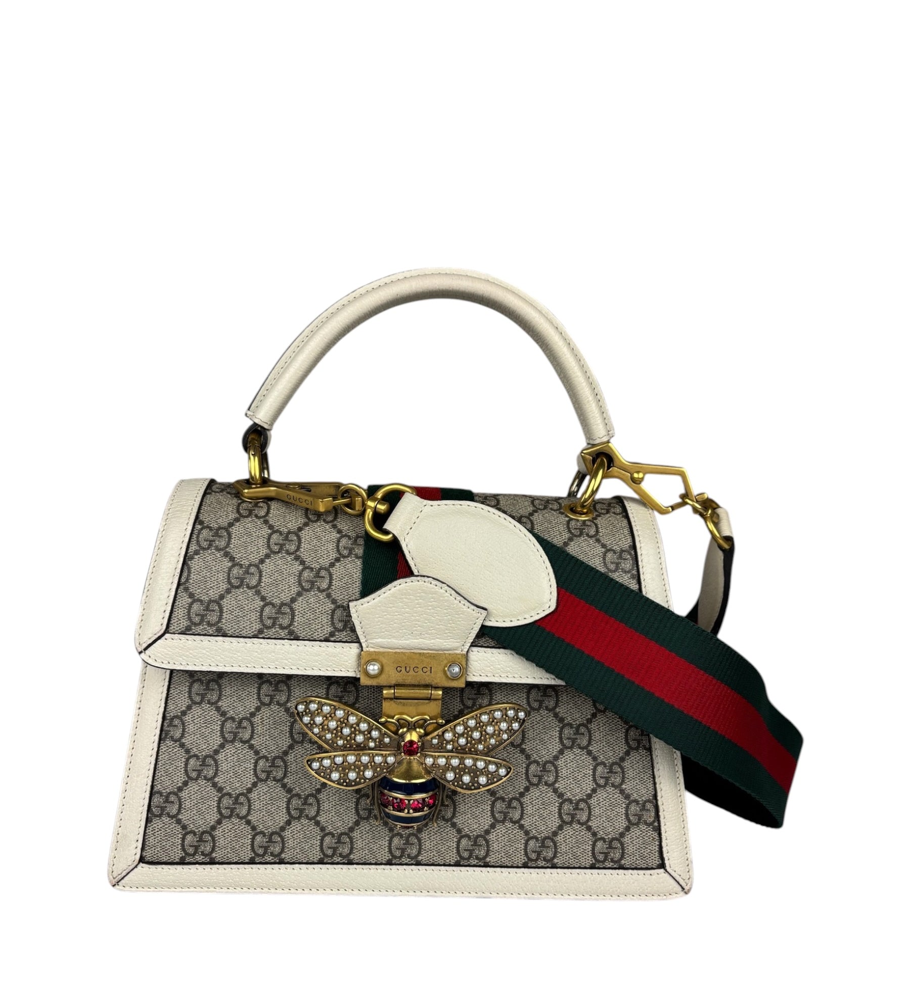 Gucci Leather Queen Margaret Small GG Top Handle Two-Way Bag