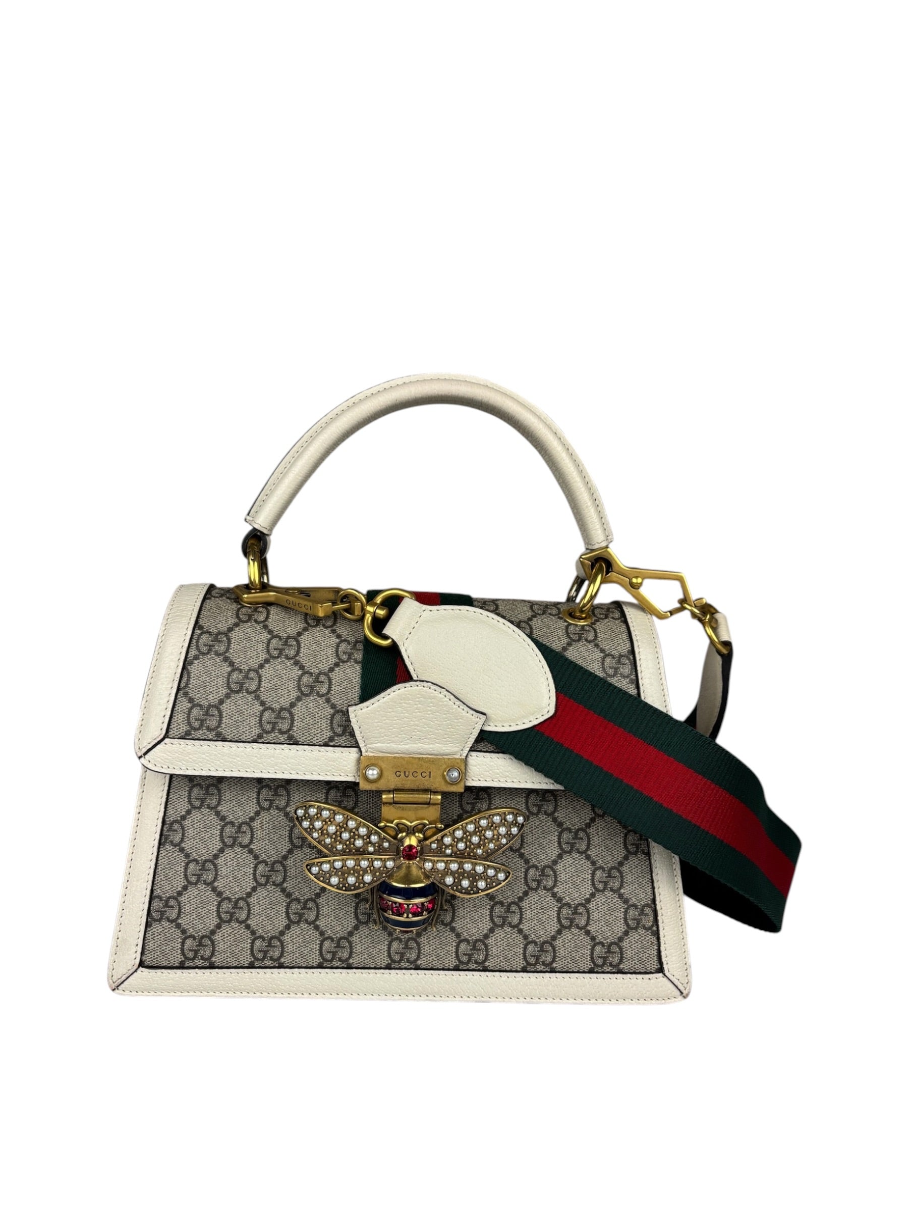 Gucci Leather Queen Margaret Small GG Top Handle Two-Way Bag