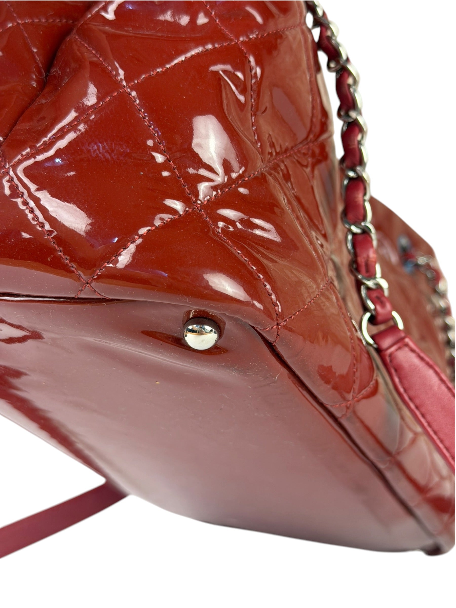 Chanel Patent Red Quilted S Shopper Tote 2013