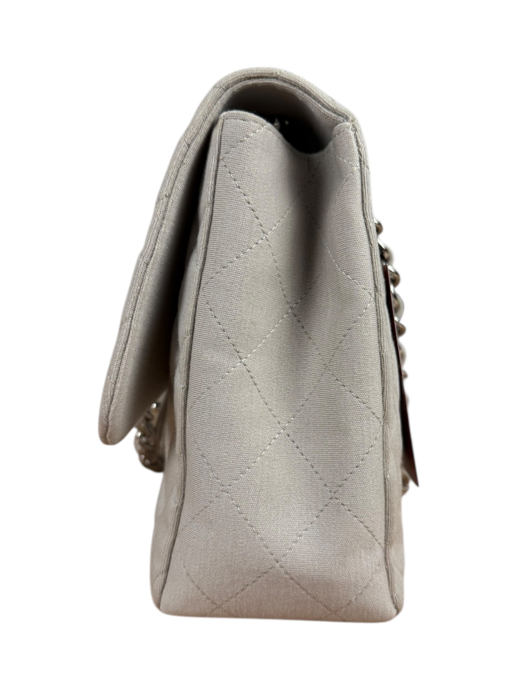 Chanel Grey Cotton M Classic Flap