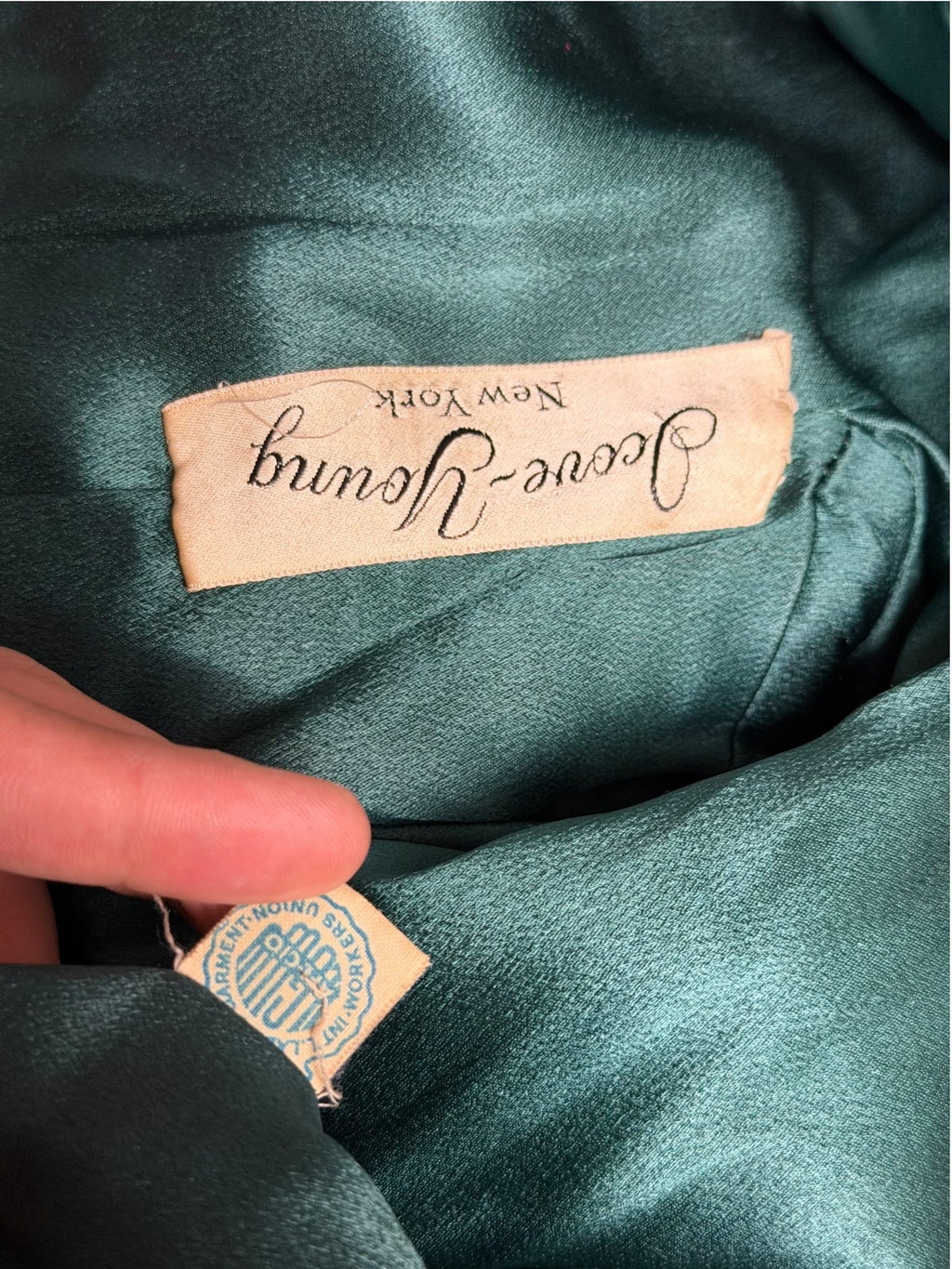 Vintage Green Wool Twill Fur Collar Coat