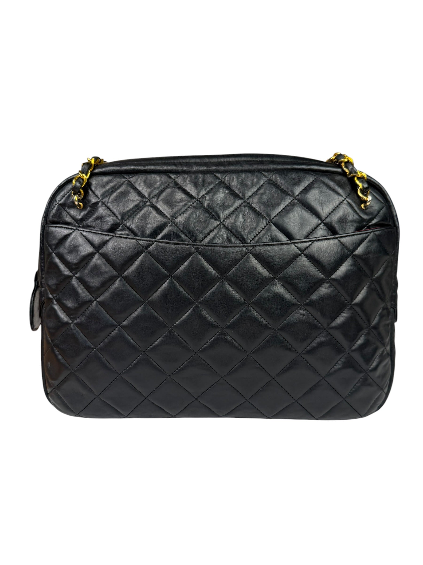 Chanel Black Quilted Lambskin Camera Bag 1989