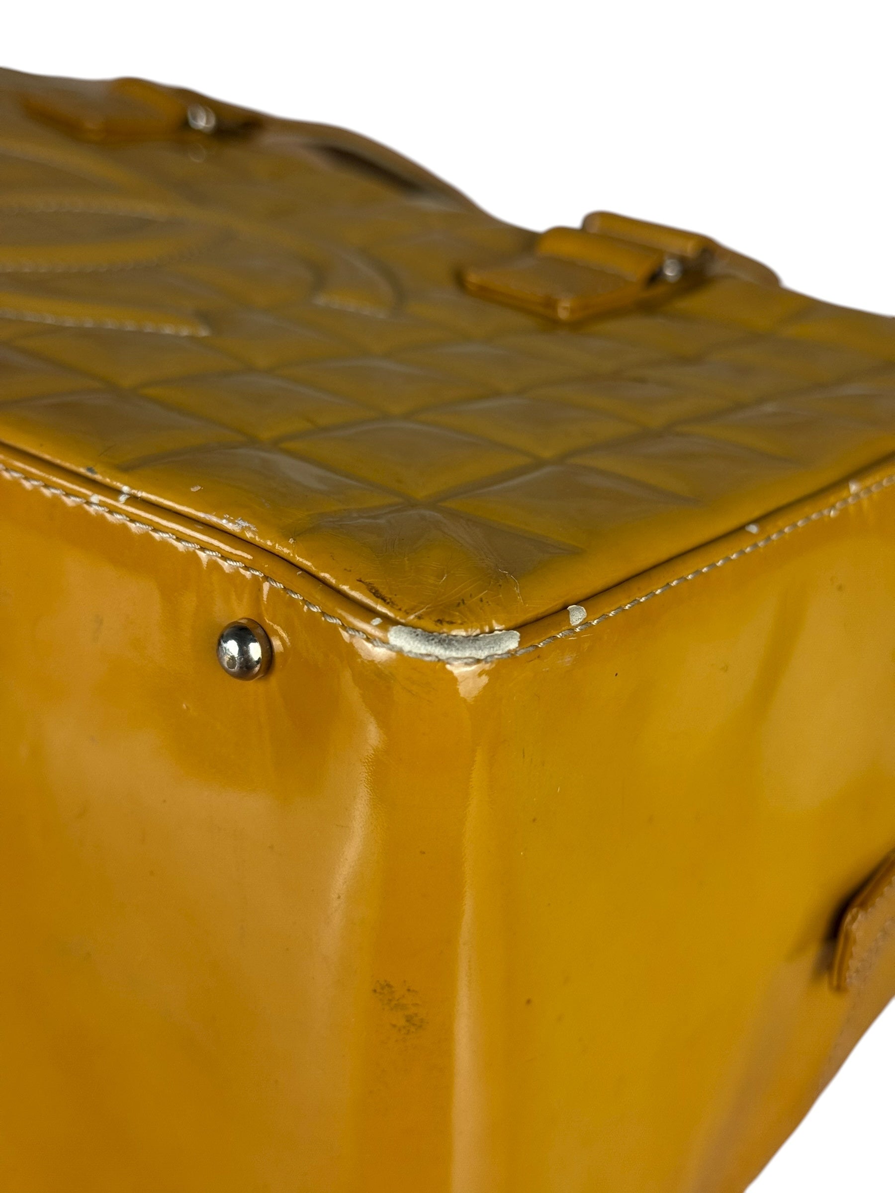 Chanel Vintage Patent Chocolate Bar Bowler Bag