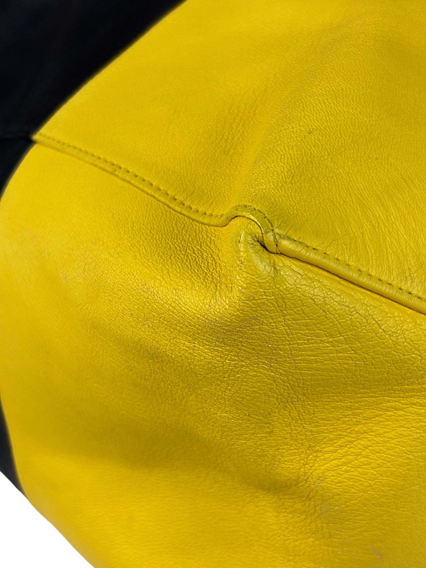 Celine Yellow/Black Leather Horizontal Cabas Tote
