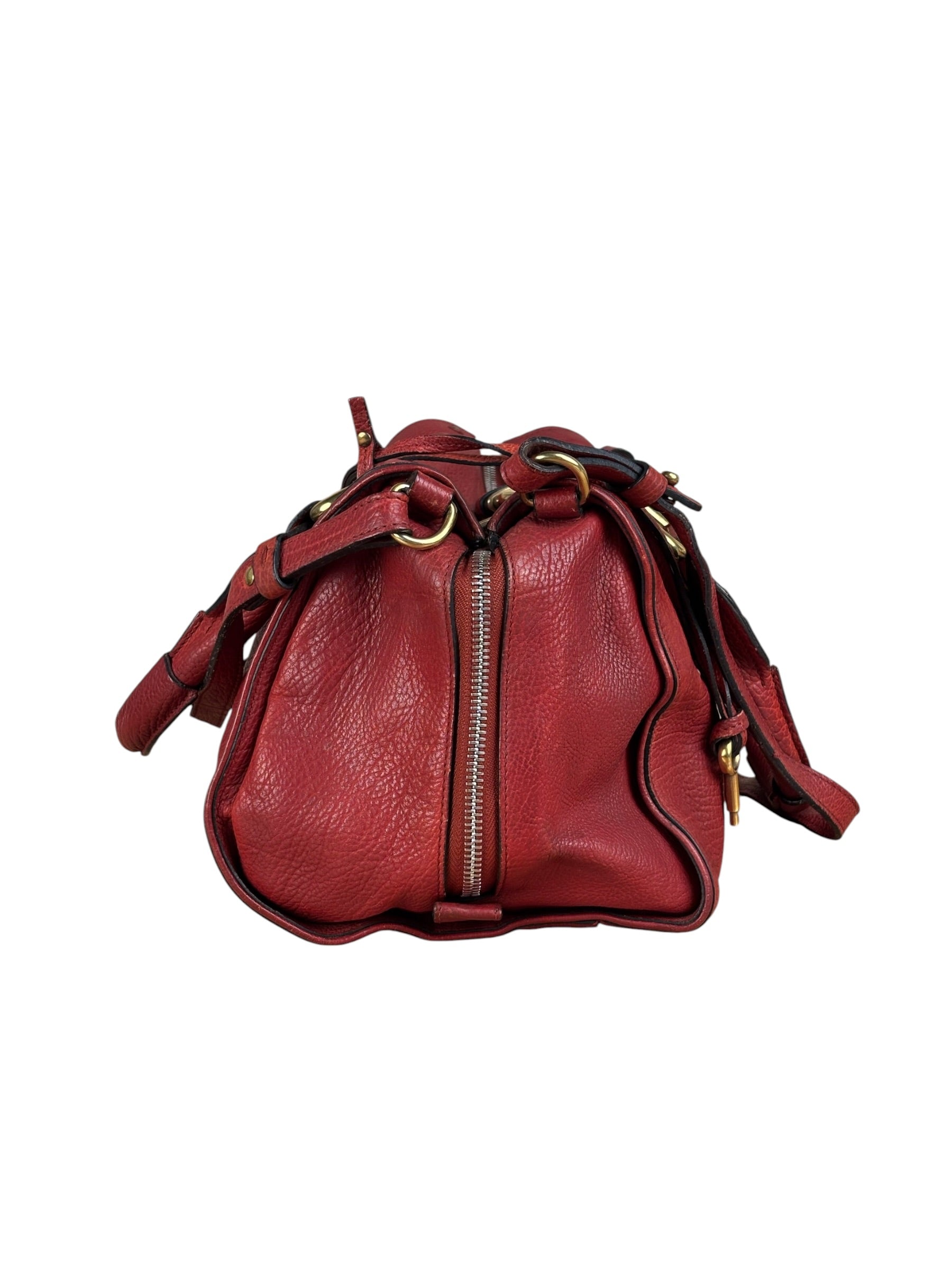 Chloe Red Leather Paddington Medium Satchel Two-Way Bag