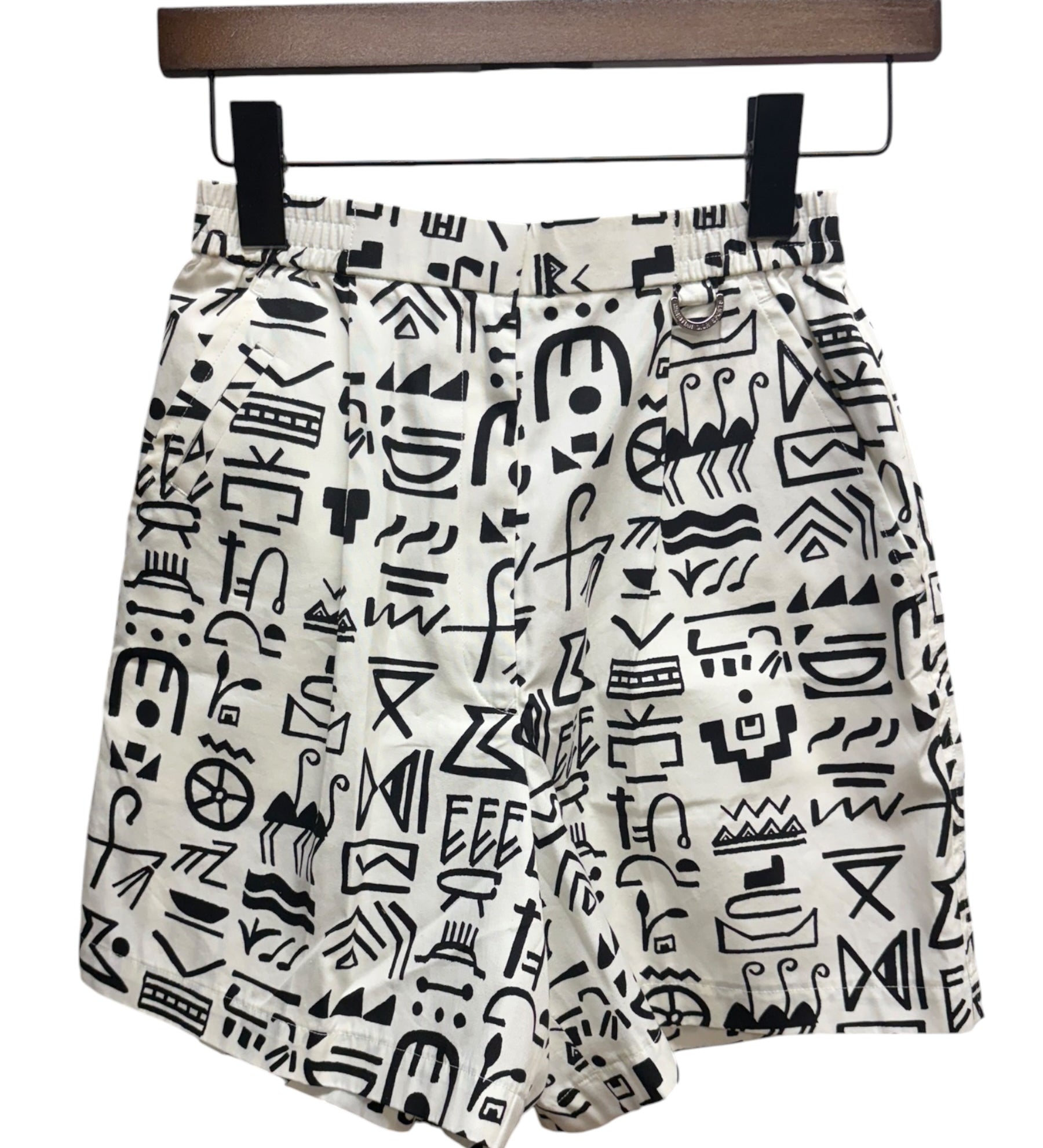 Christian Dior White/Black Hieroglyphic Style Print Sports Shorts