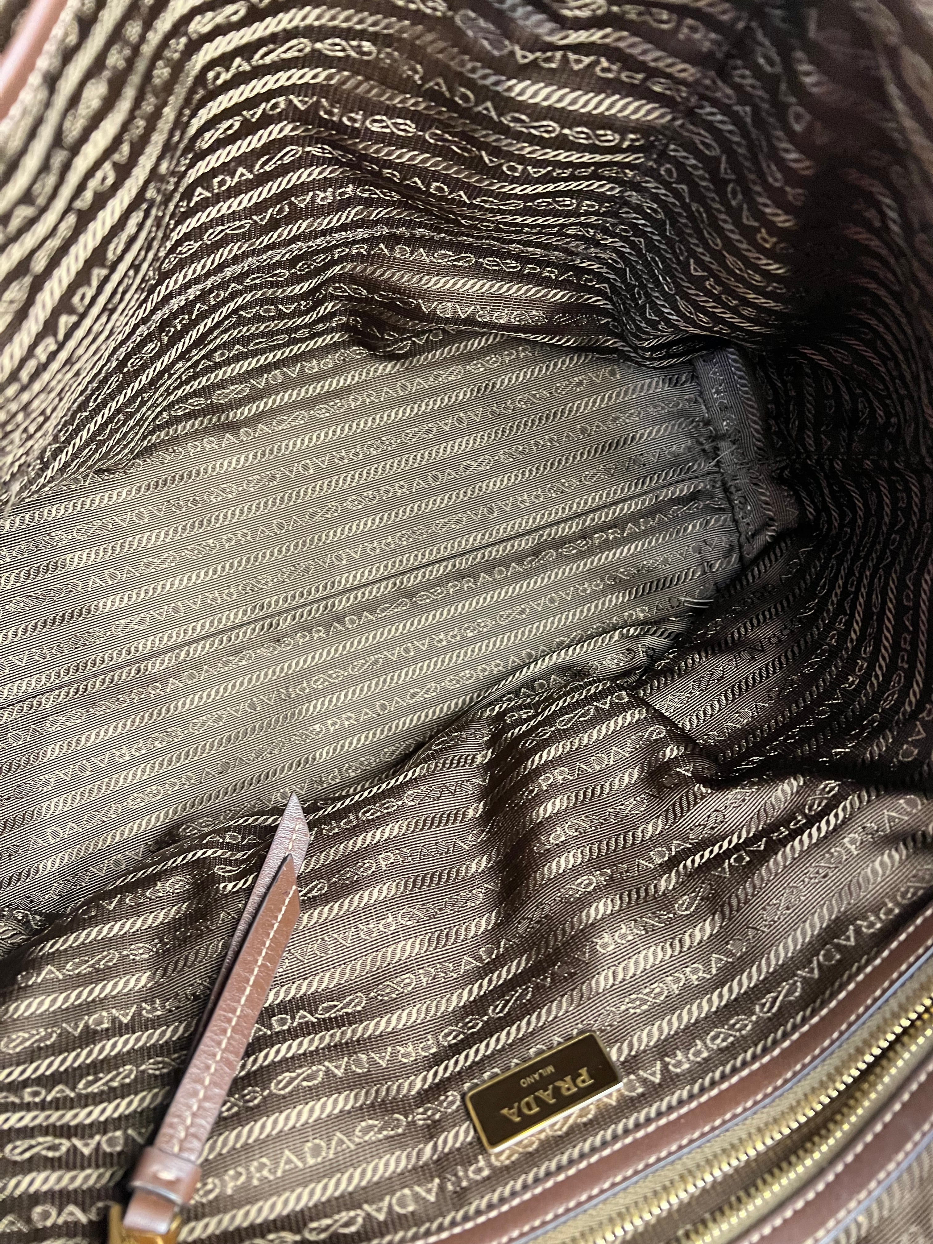 Prada Vintage Jacquard Logo Tote Brown