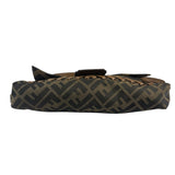Fendi Vintage Brown Leather Trim Zucca Whipstitch XL Baguette