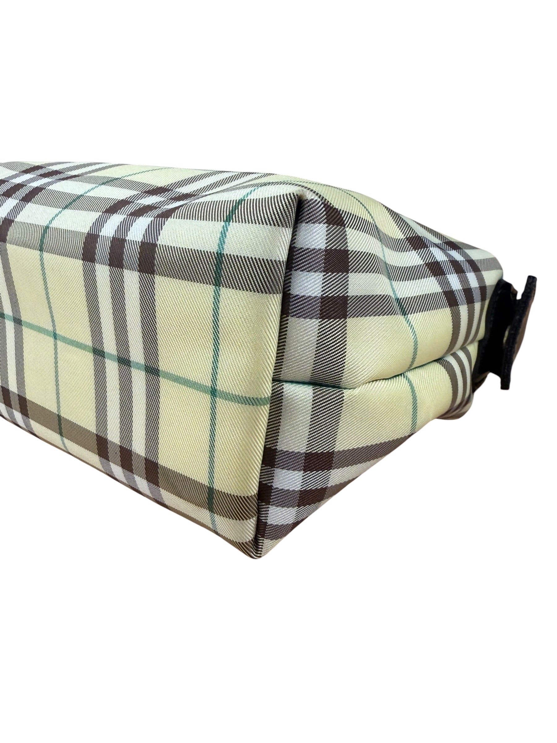 Burberry Multicolor Leather Trim House Check Top-Handle Pouch