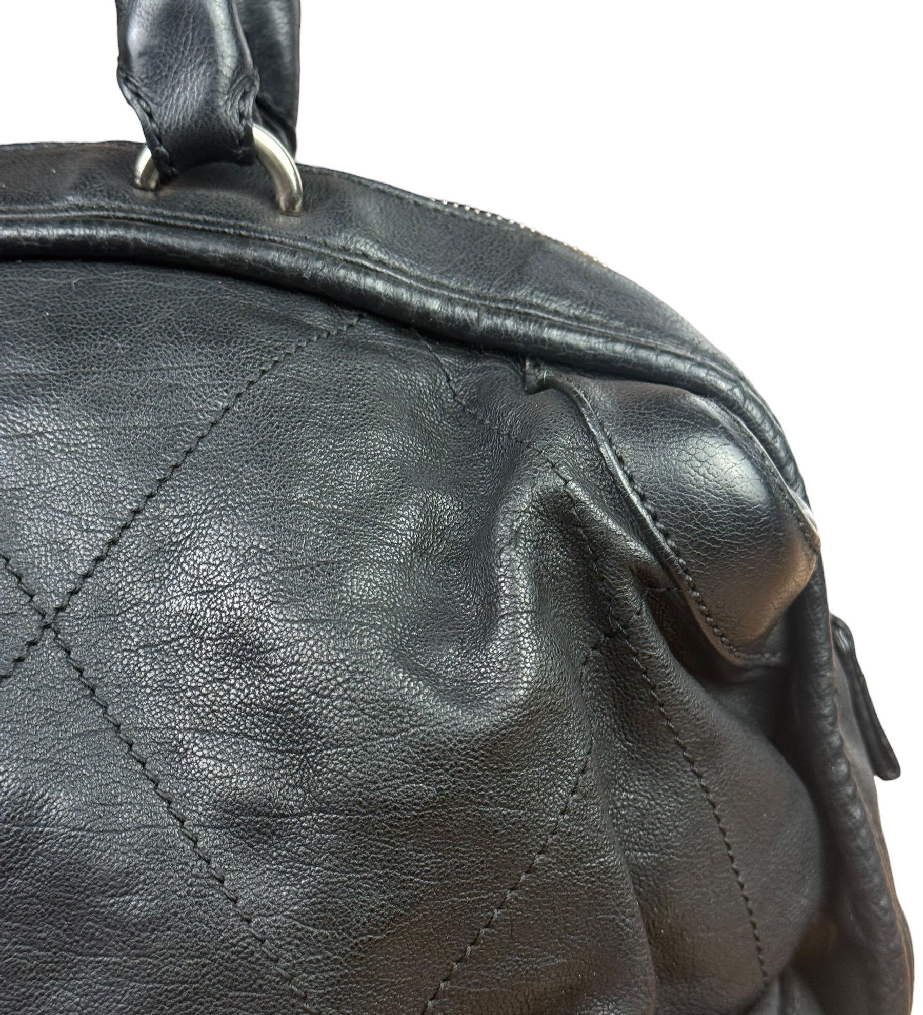 Chanel Black Quilted Leather Wild Stitch Handbag 2005