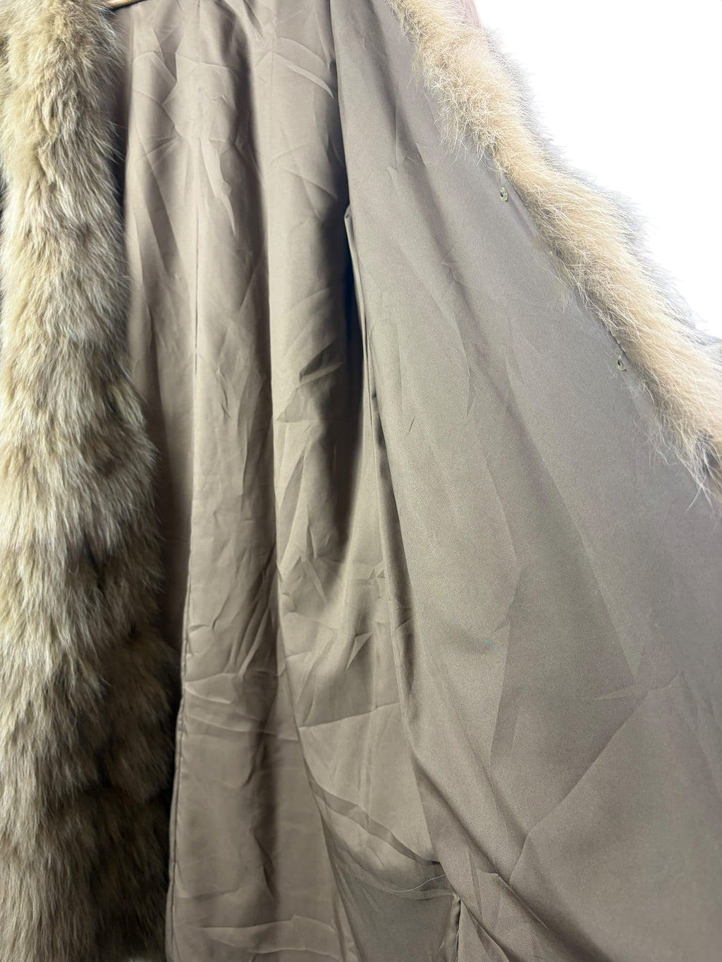 Vintage Fox Fur Trim Quilted Plush Long Coat