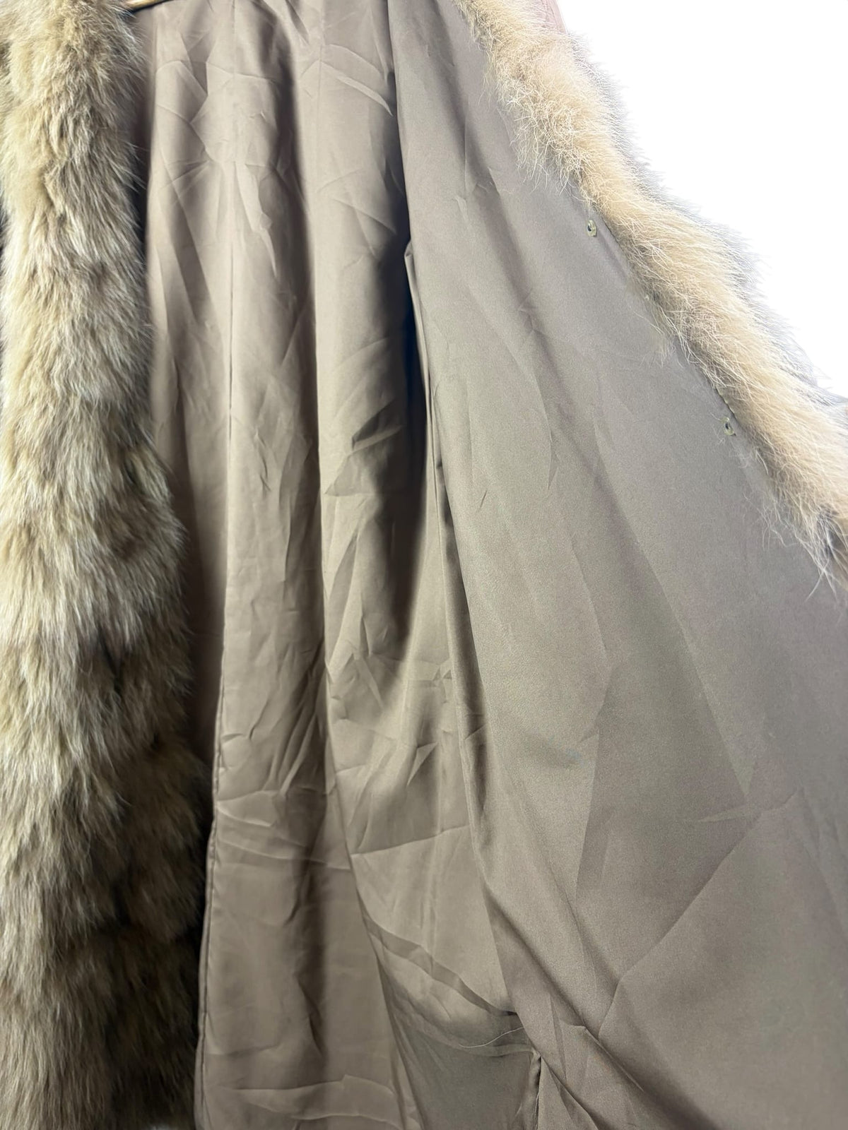 Vintage Fox Fur Trim Quilted Plush Long Coat