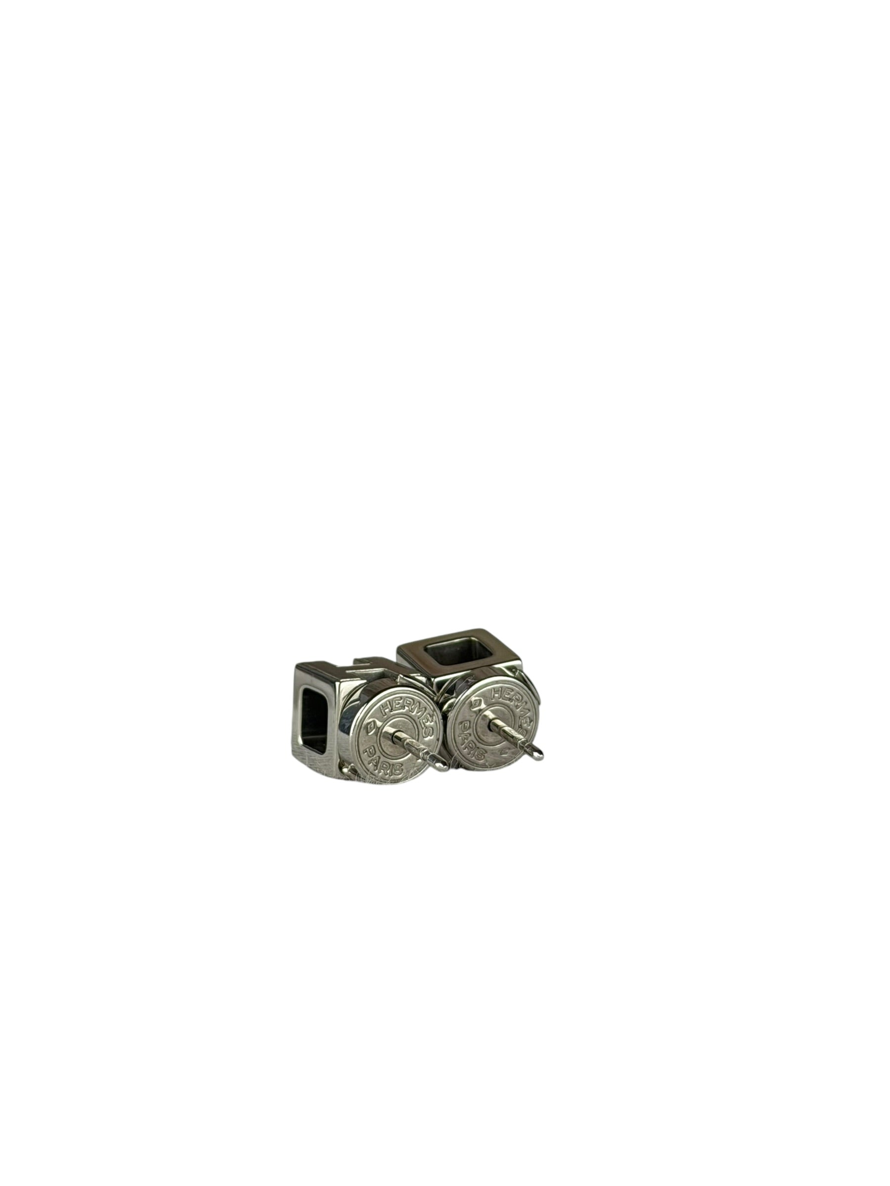 Hermes Silver Pink H Studded Earrings
