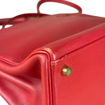 Hermes Kelly 32 Courchevel Rouge Vif Gold Handbag 1997