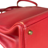 Hermes Kelly 32 Courchevel Rouge Vif Gold Handbag 1997