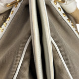 Prada Beige Vitello Trimmed Canapa Bag