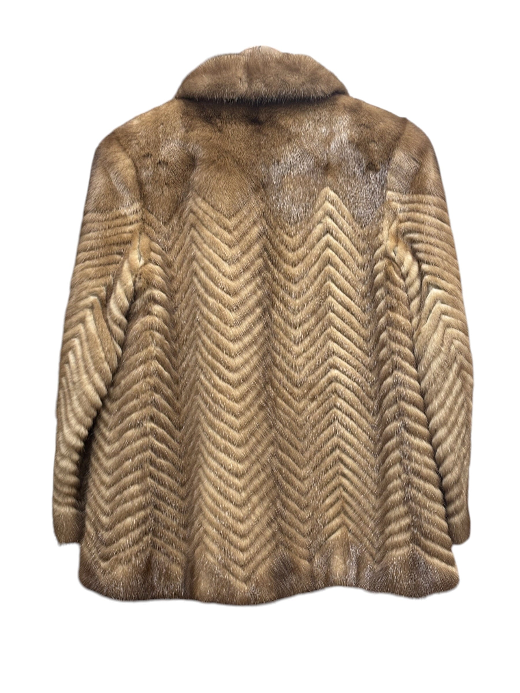 Mituko Vintage Brown Chevron Mink Fur Coat