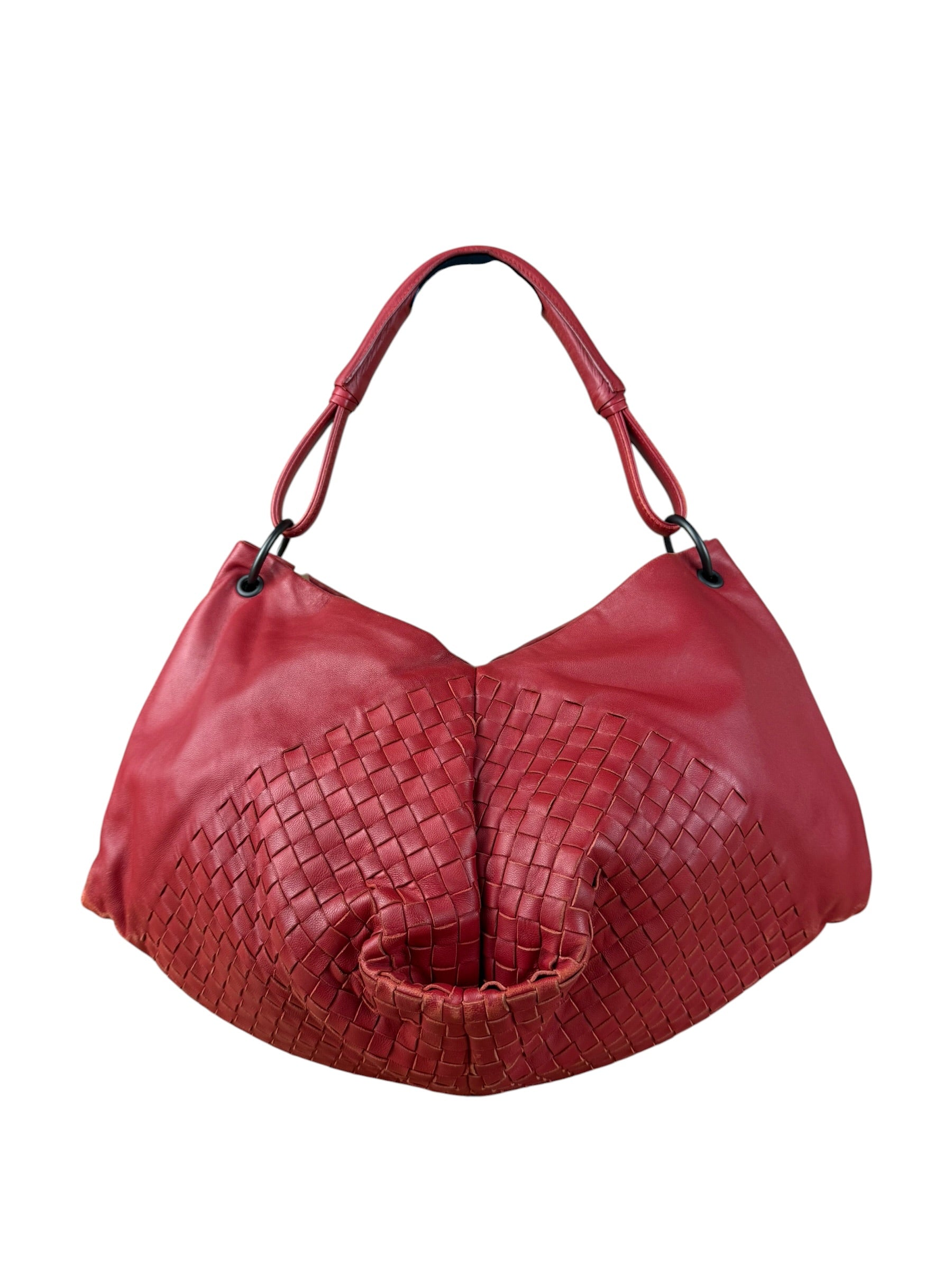 Bottega Veneta Vintage Red Hobo Aquilone Fortune Cookie Shoulder Bag