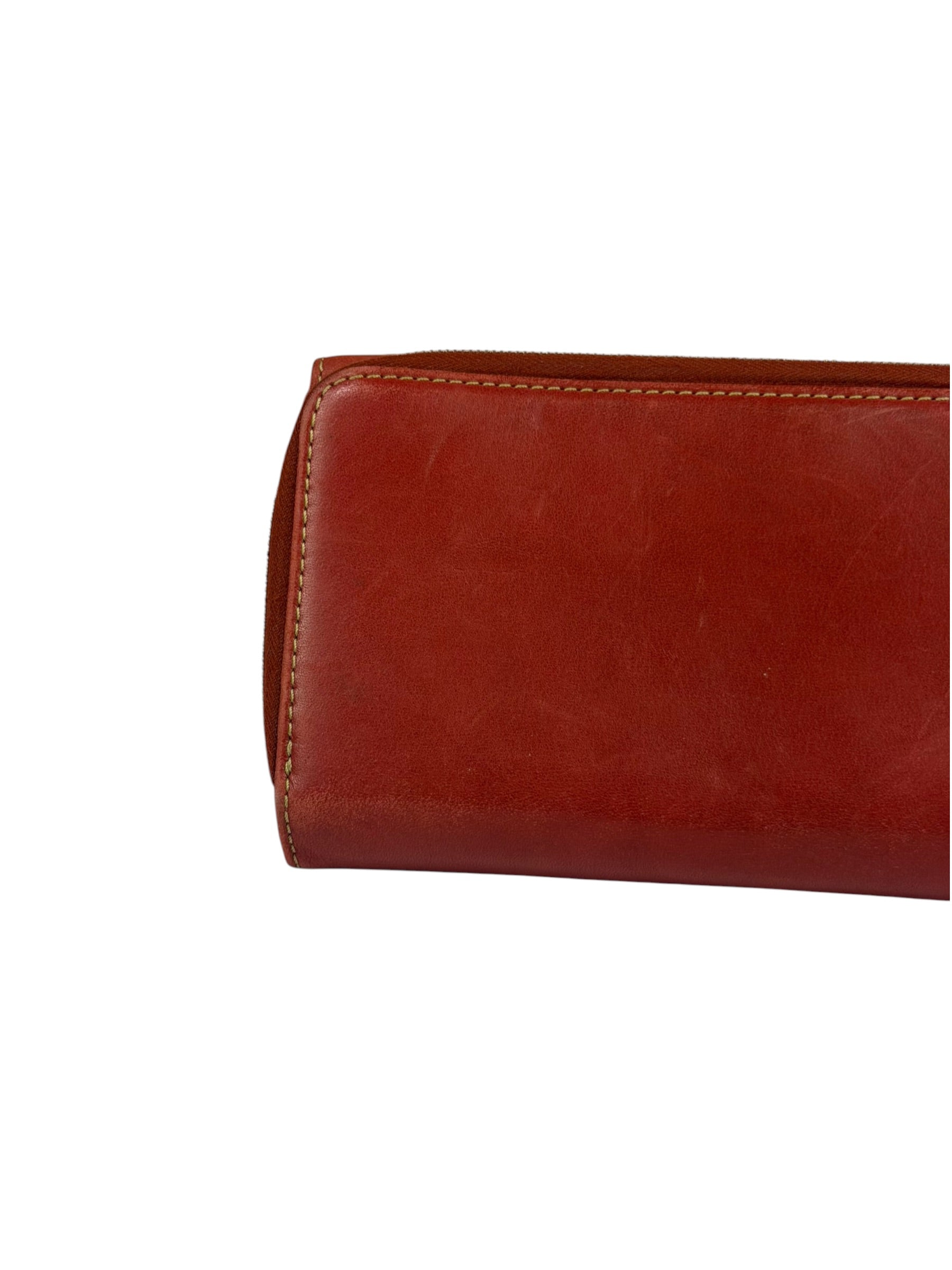 Coach Red Leather Zip Wallet