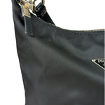 Prada Black Leather Trim/Tessuto Nylon  Shoulder Bag