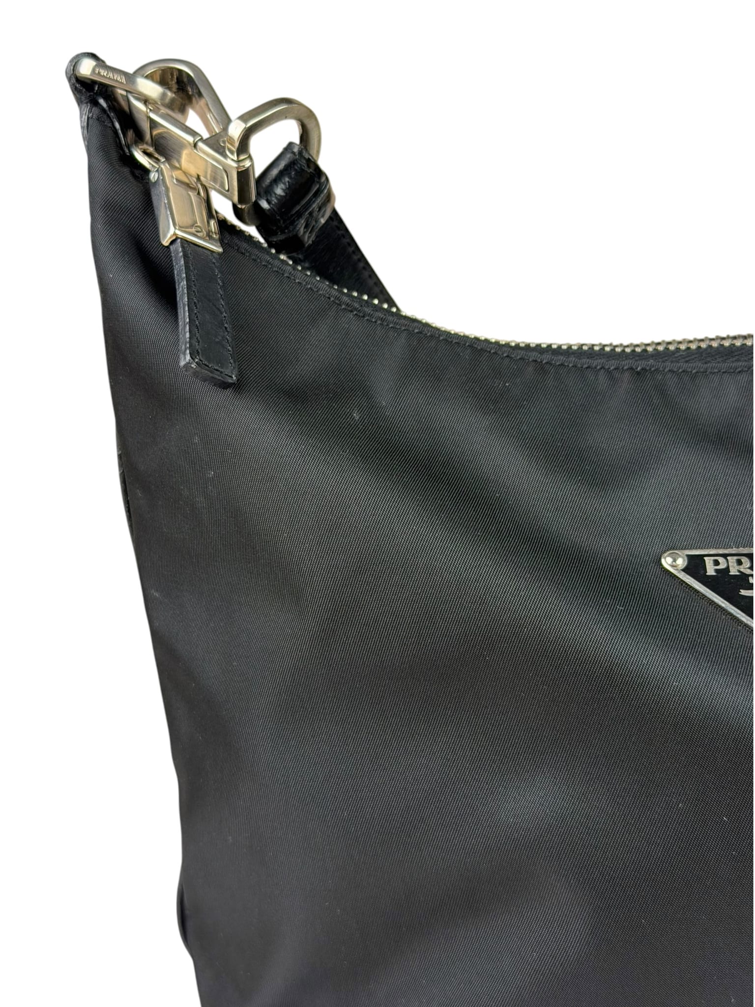 Prada Black Leather Trim/Tessuto Nylon  Shoulder Bag
