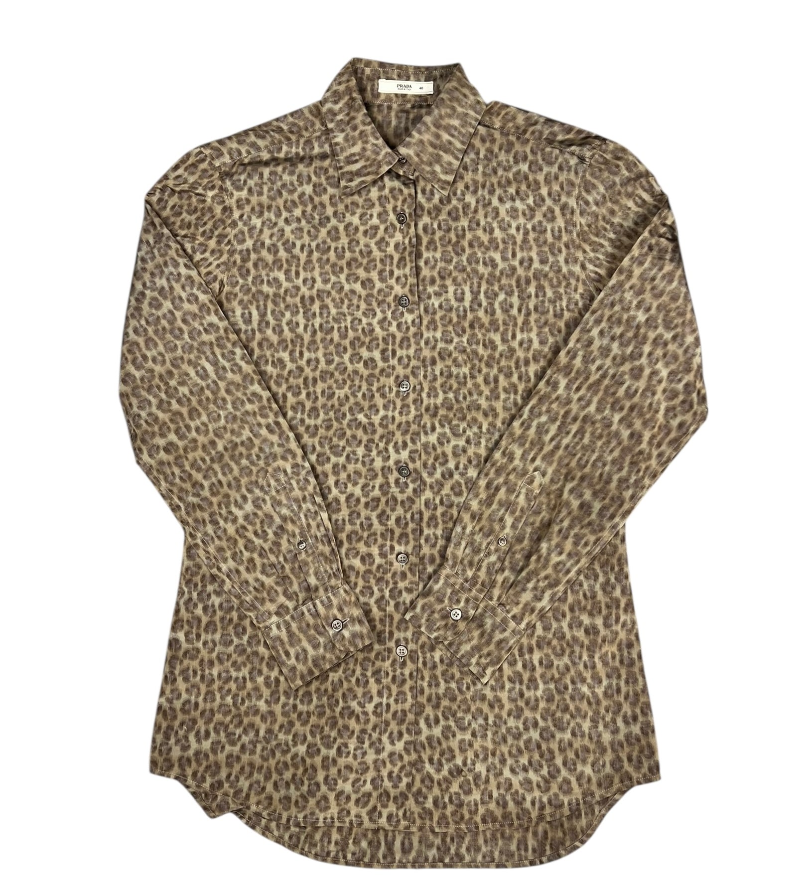 Prada Muted Cheetah Print Button Down Top