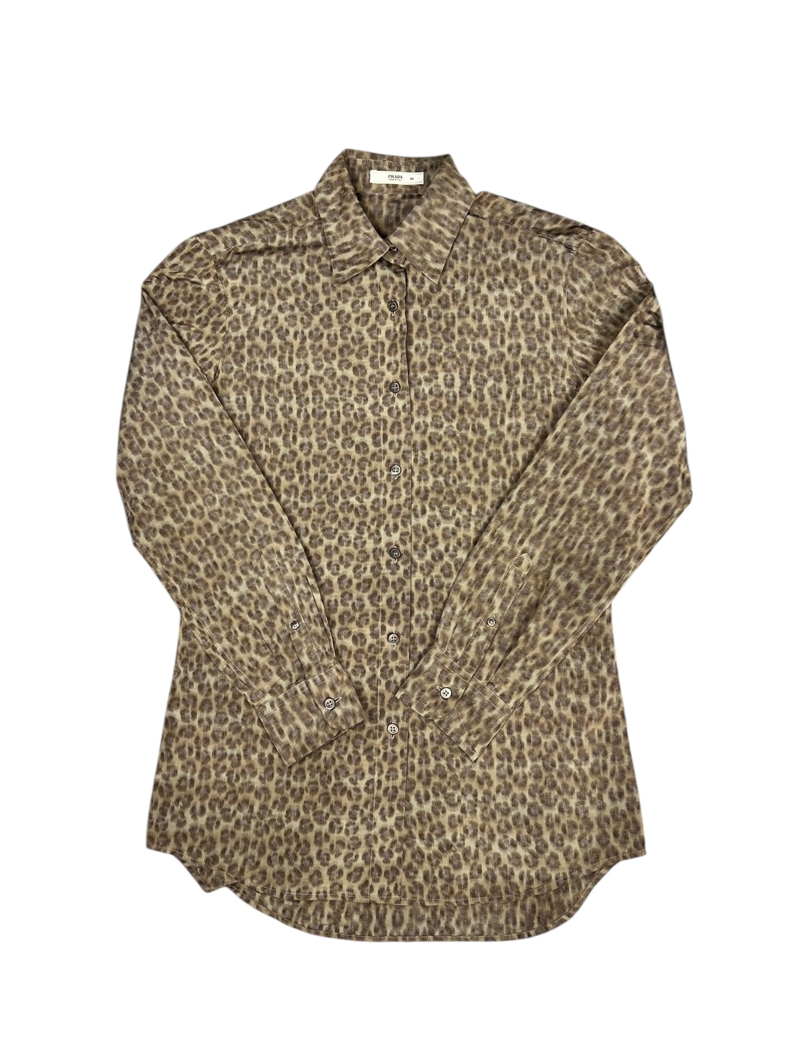 Prada Muted Cheetah Print Button Down Top