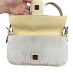 Fendi Vintage Beaded Baguette White