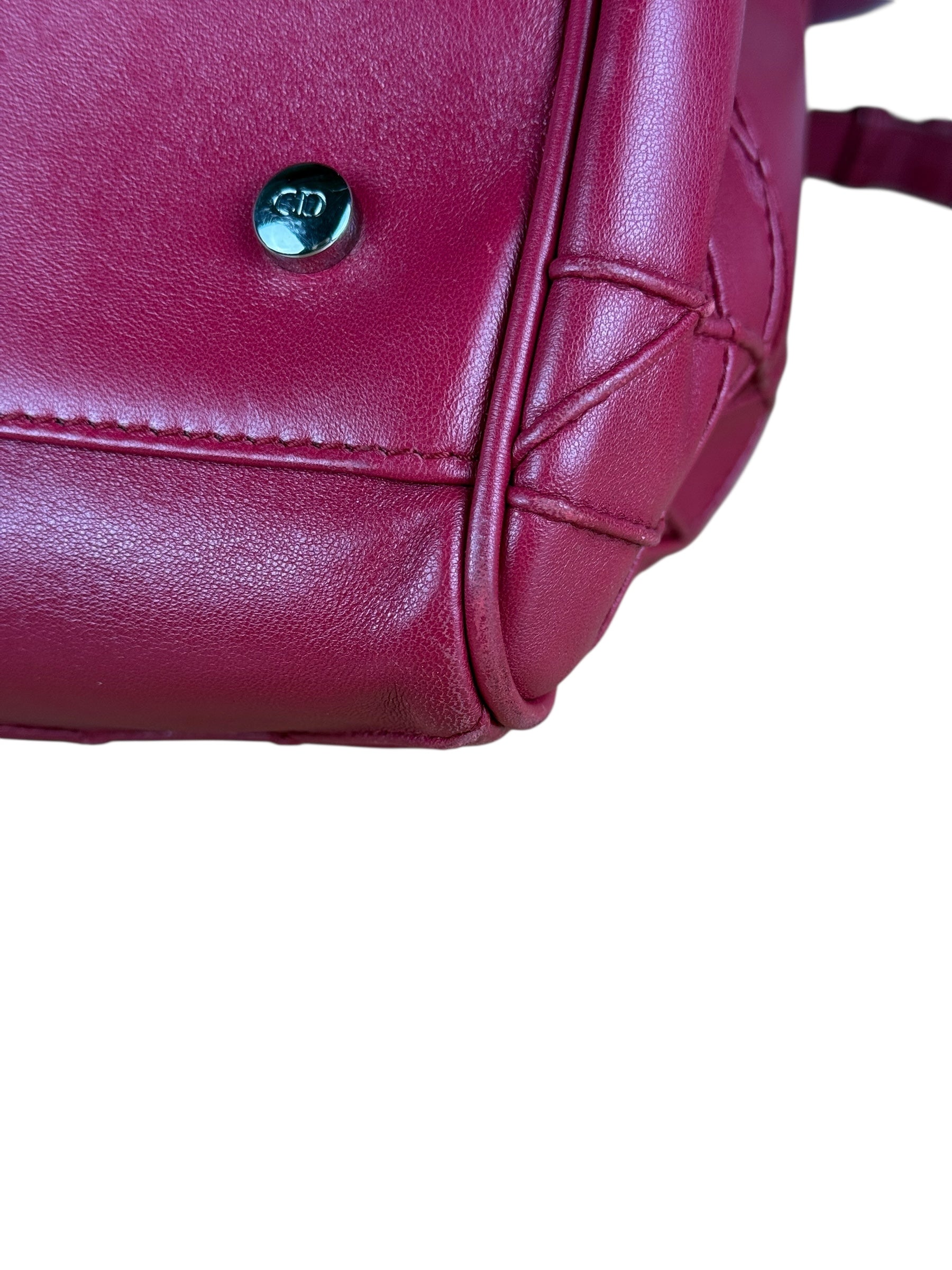 Christian Dior Red Granville Cannage 2Way Handbag