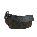 Gucci GG Leather Supreme Canvas Rectangular Buckle Belt