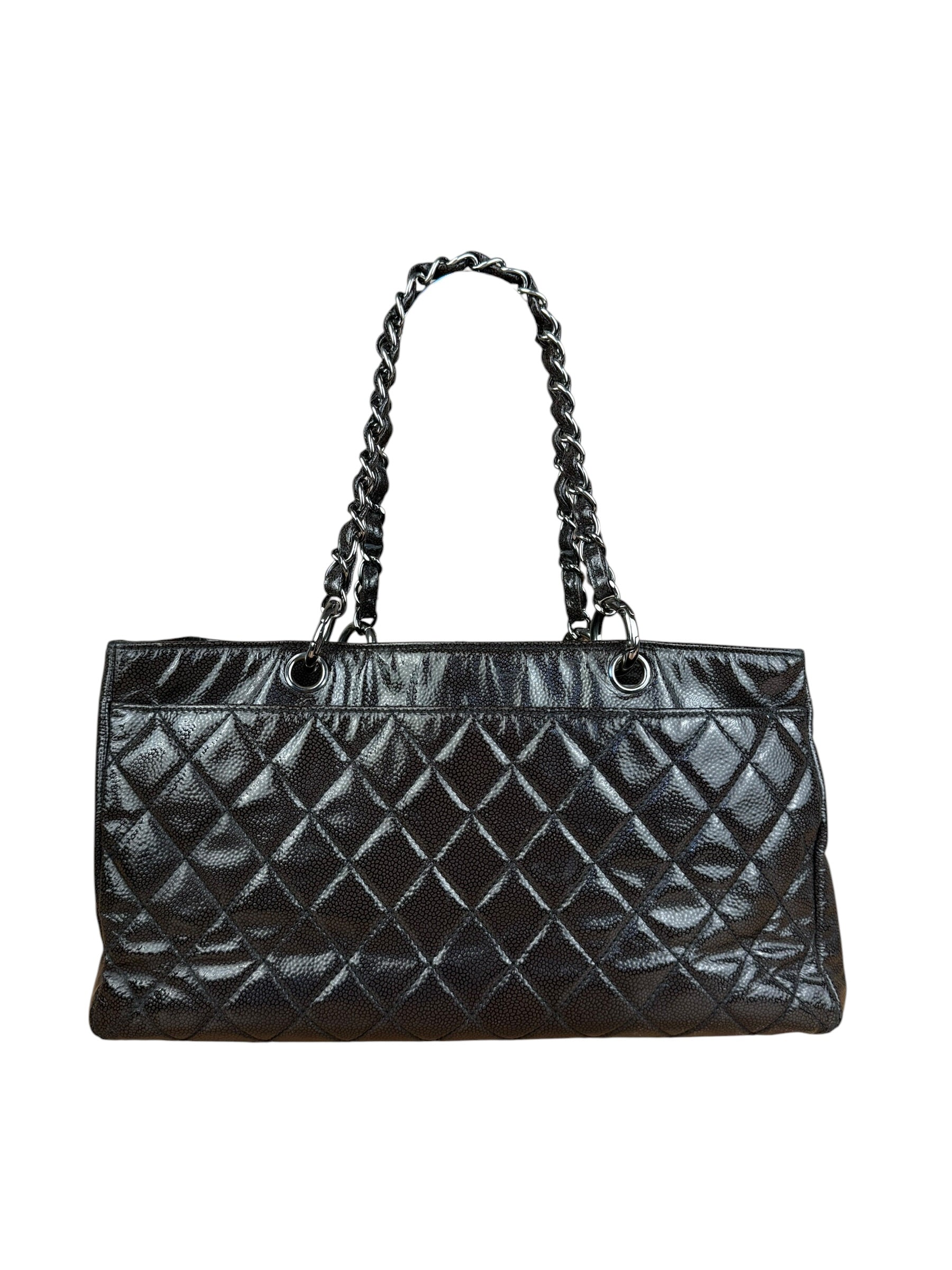 Chanel Black/Grey Textured Patent 2.55 Reissue Chain Tote
