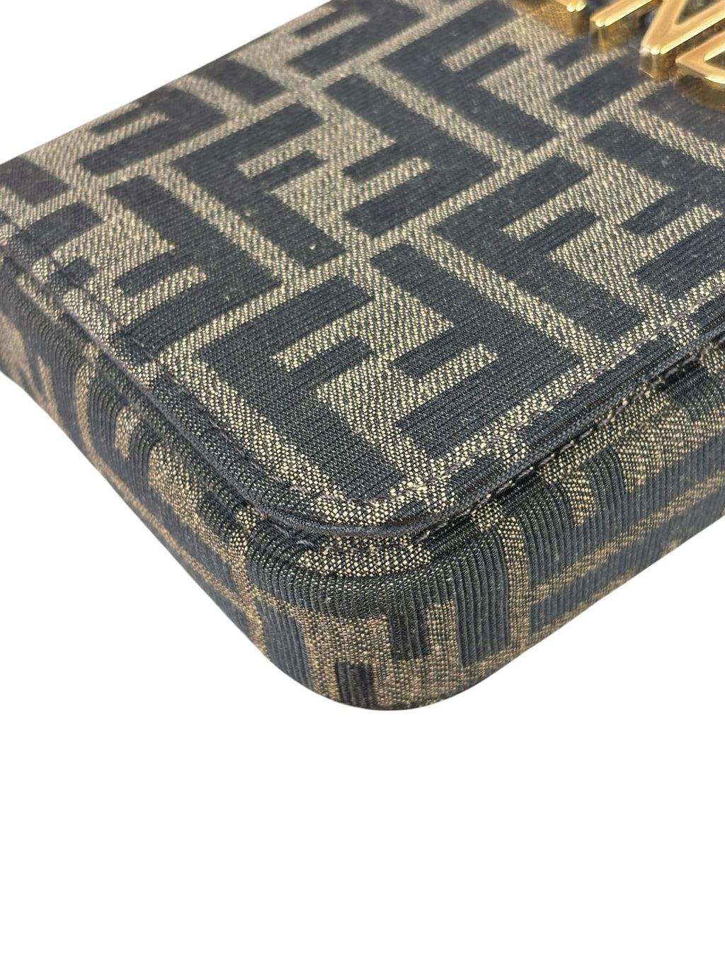 Fendi Brown Leather Trim Zucca Jacquard Fendigraphy Wallet On Chain