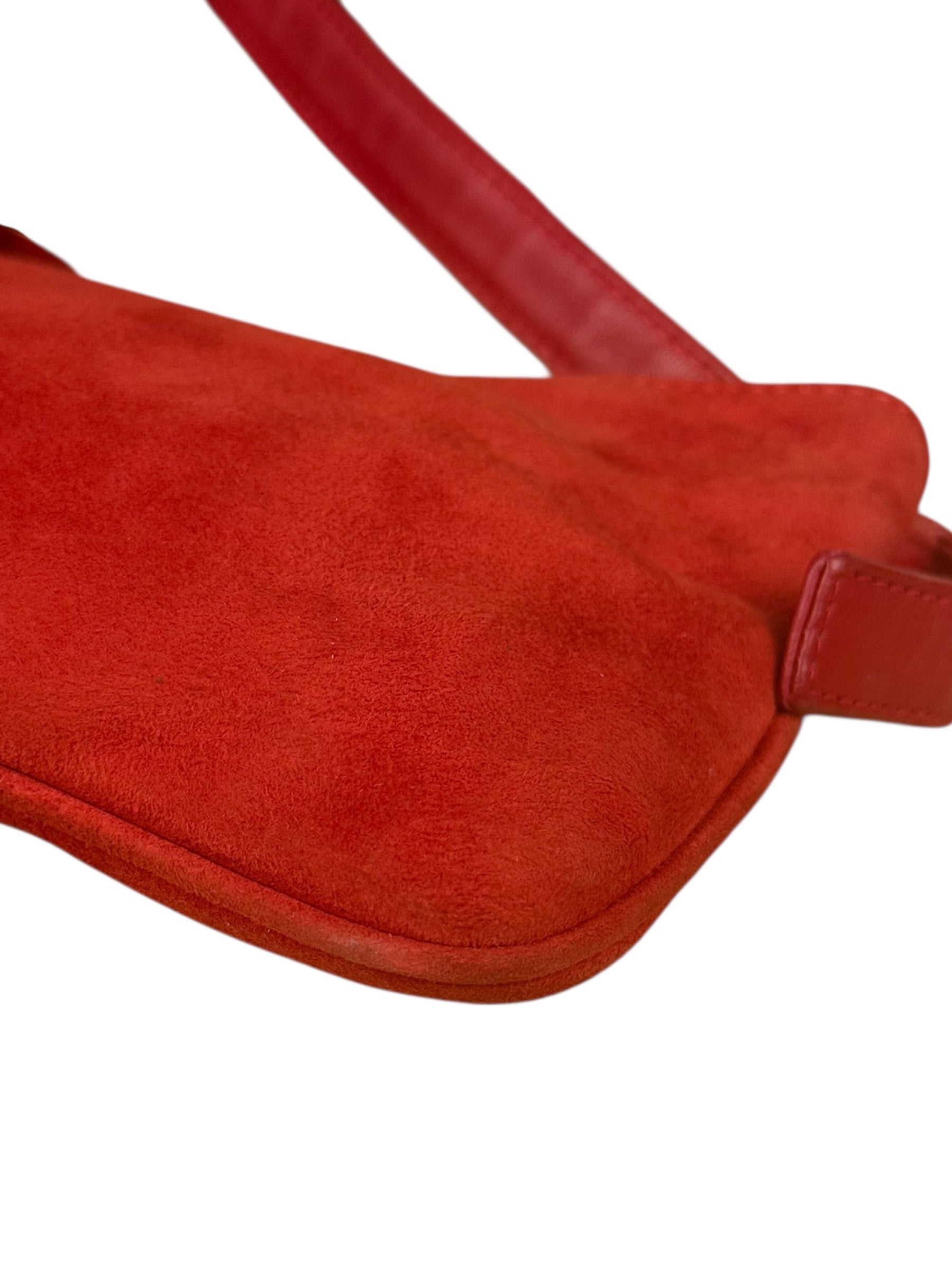 Fendi Red Suede Baguette Crossbody Bag