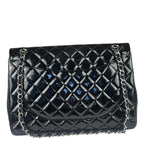 Chanel Black Patent Leather Quilted Leather Double Flap Jumbo Bag 2012