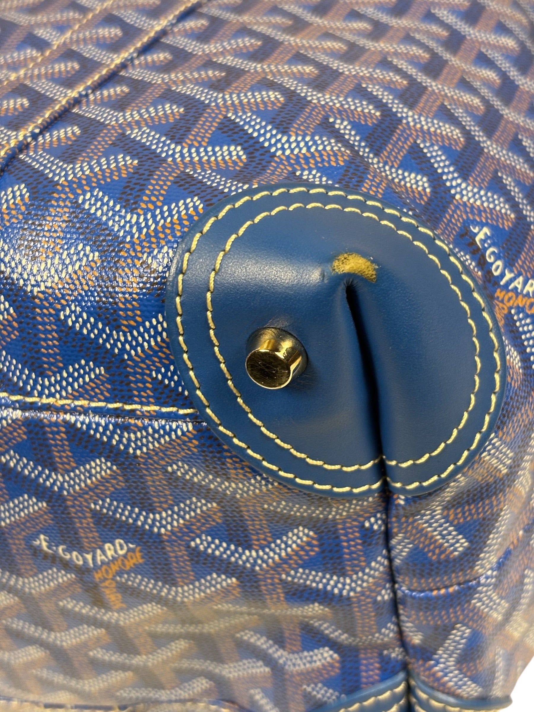 Goyard Blue Leather Goyardine Coated Canvas Shoulder Bag