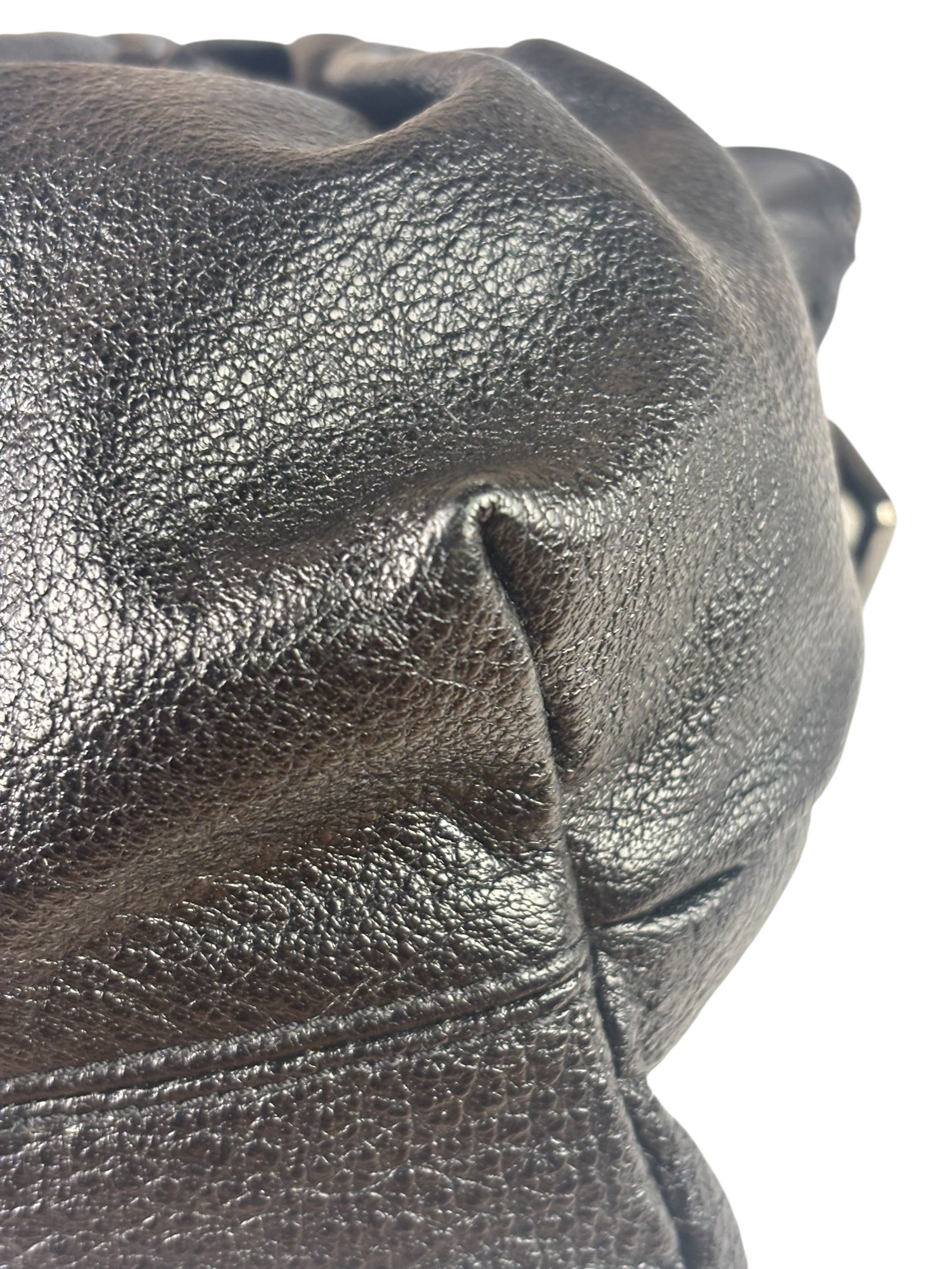 Burberry Black Ruched Leather Curzon Satchel Crossbody Bag