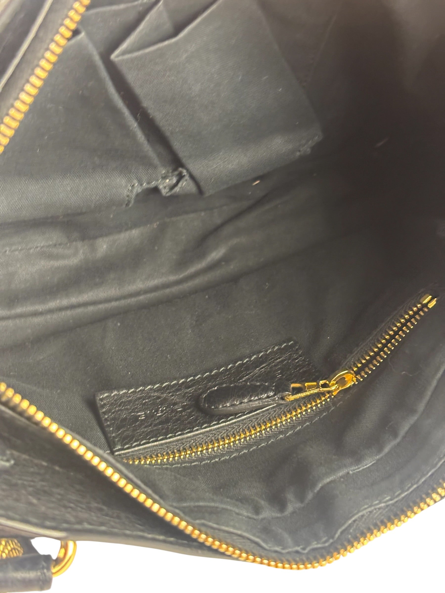 Balenciaga Black Lambskin Moto City Two-Way Bag
