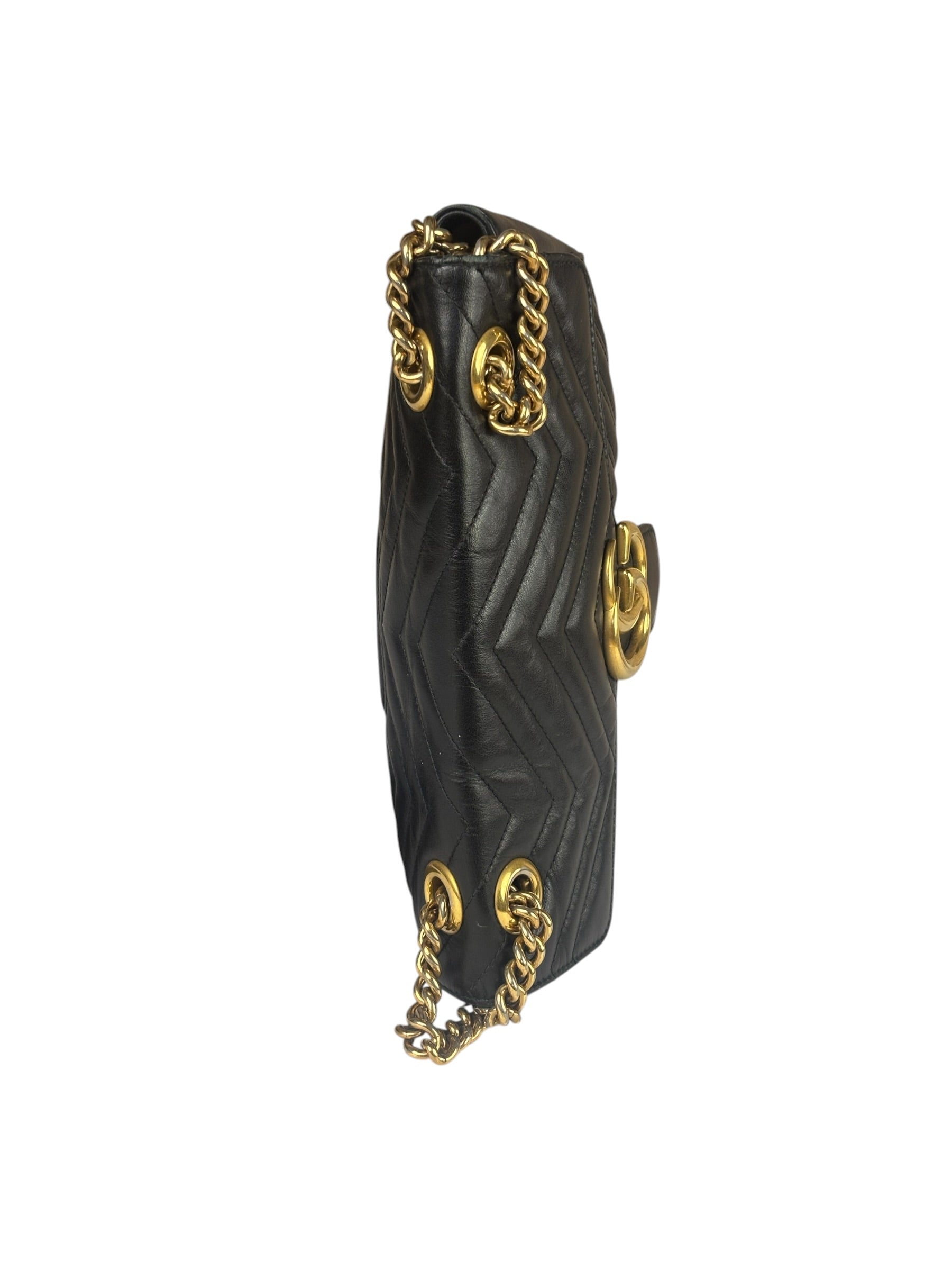 Gucci GG Black Marmont Leather Medium Shoulder Bag