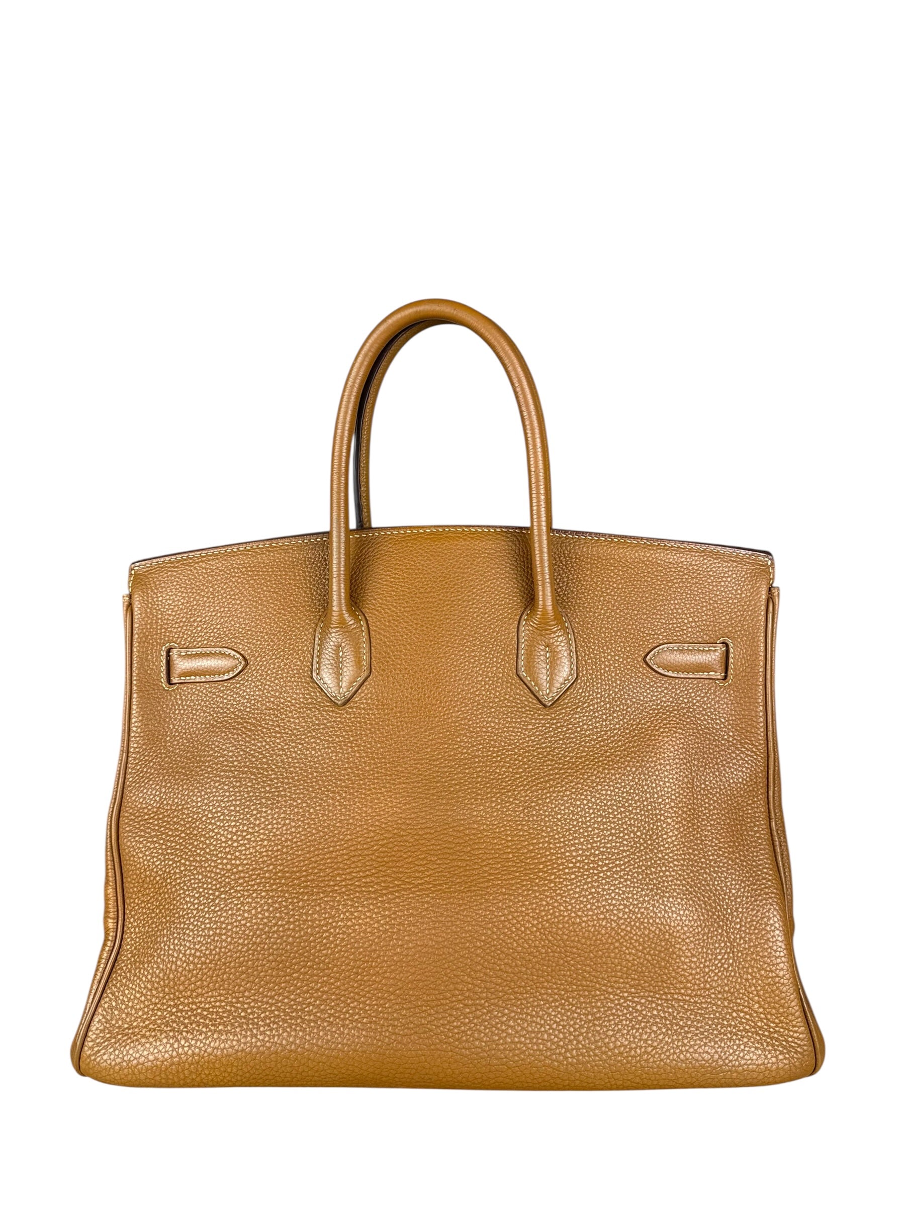 Hermes Birkin 35 Gold Brown Togo Leather Handbag 2001