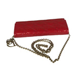 Christian Dior Cannage Red Patent Leather Wallet On Chain