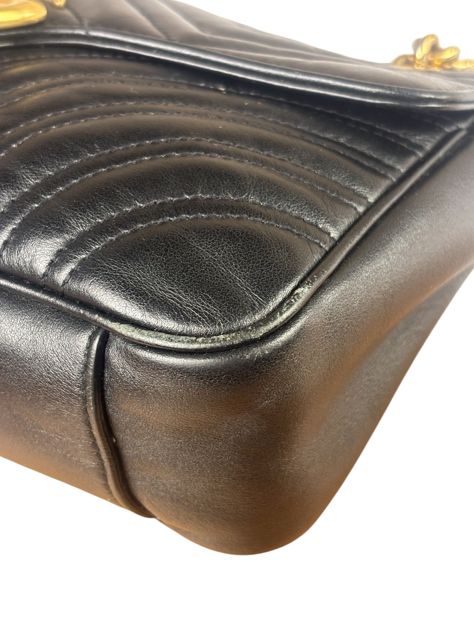 Gucci GG Black Marmont Leather Medium Shoulder Bag