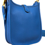 Hermes Bleu Hydra Leather Clemence Cordage Mini Evelyne TMP16