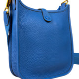 Hermes Bleu Hydra Leather Clemence Cordage Mini Evelyne TMP16