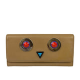 Fendi Beige Monster Face Leather Long Wallet