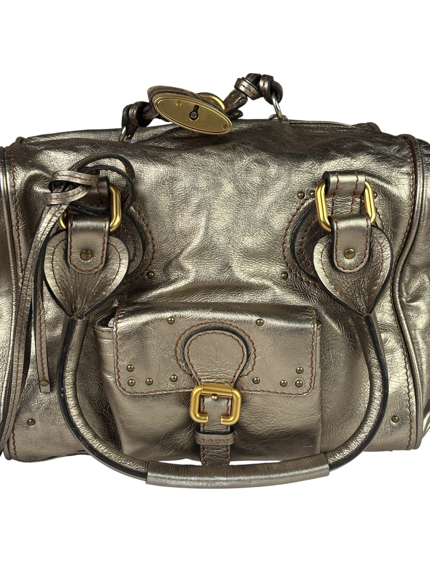 Chloe Metallic Gold Leather Paddington Handbag