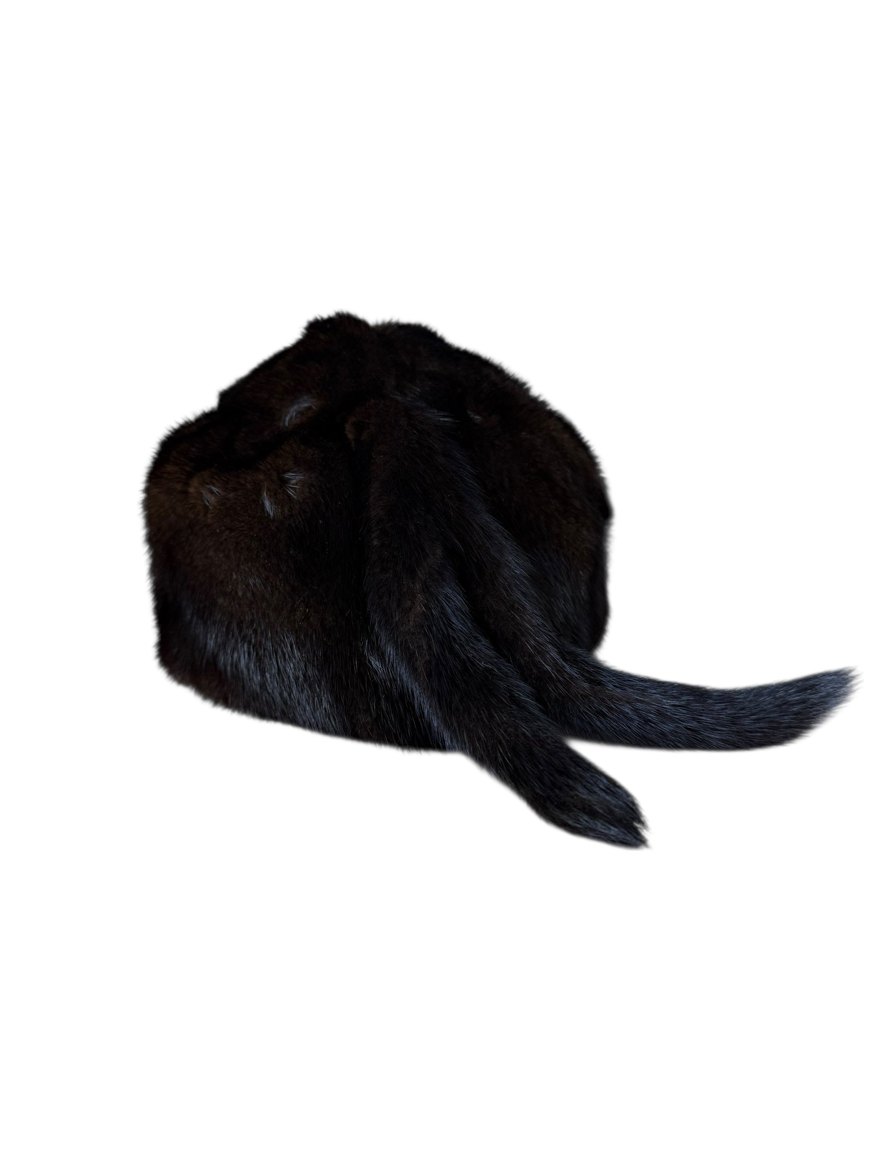 Vintage Dark Fur Tailed Hat