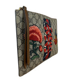 Gucci GG Supreme Kingsnake Hummingbird Embroidered Clutch Pouch