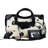 Balenciaga City Bag Canvas Leather Black Beige